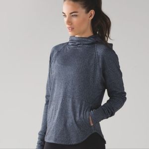 Lululemon Pick Up The Pace Hoodie Pullover Top Denim Blue Black Size 2 XS